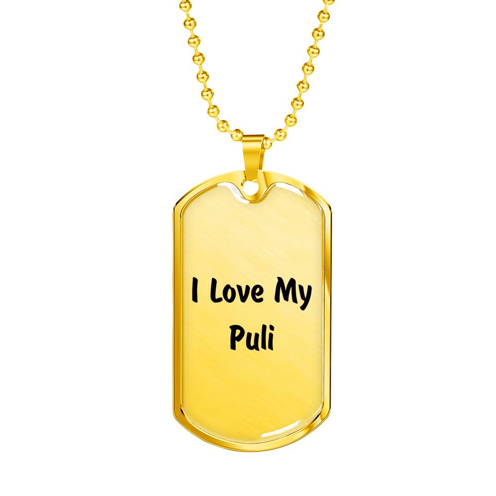 Love My Puli v4 - 18k Gold Finished Luxury Dog Tag Necklace
