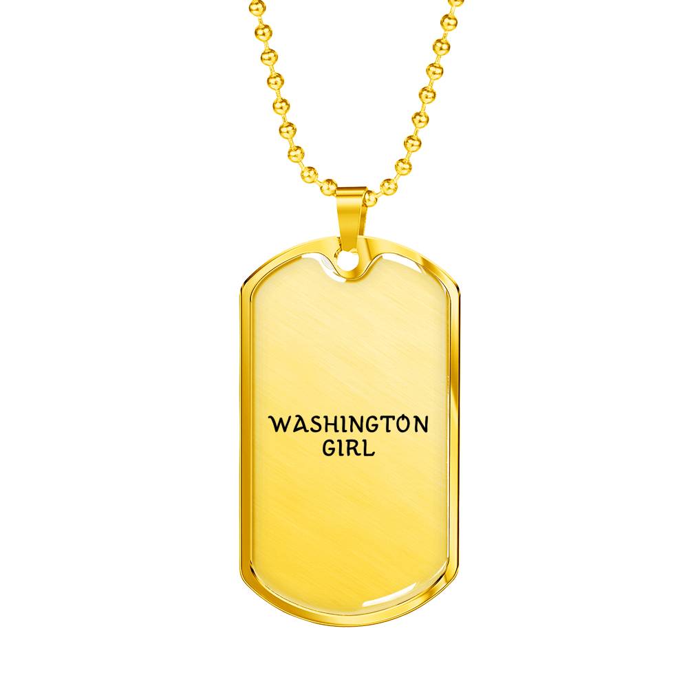 Washington Girl - 18k Gold Finished Luxury Dog Tag Necklace