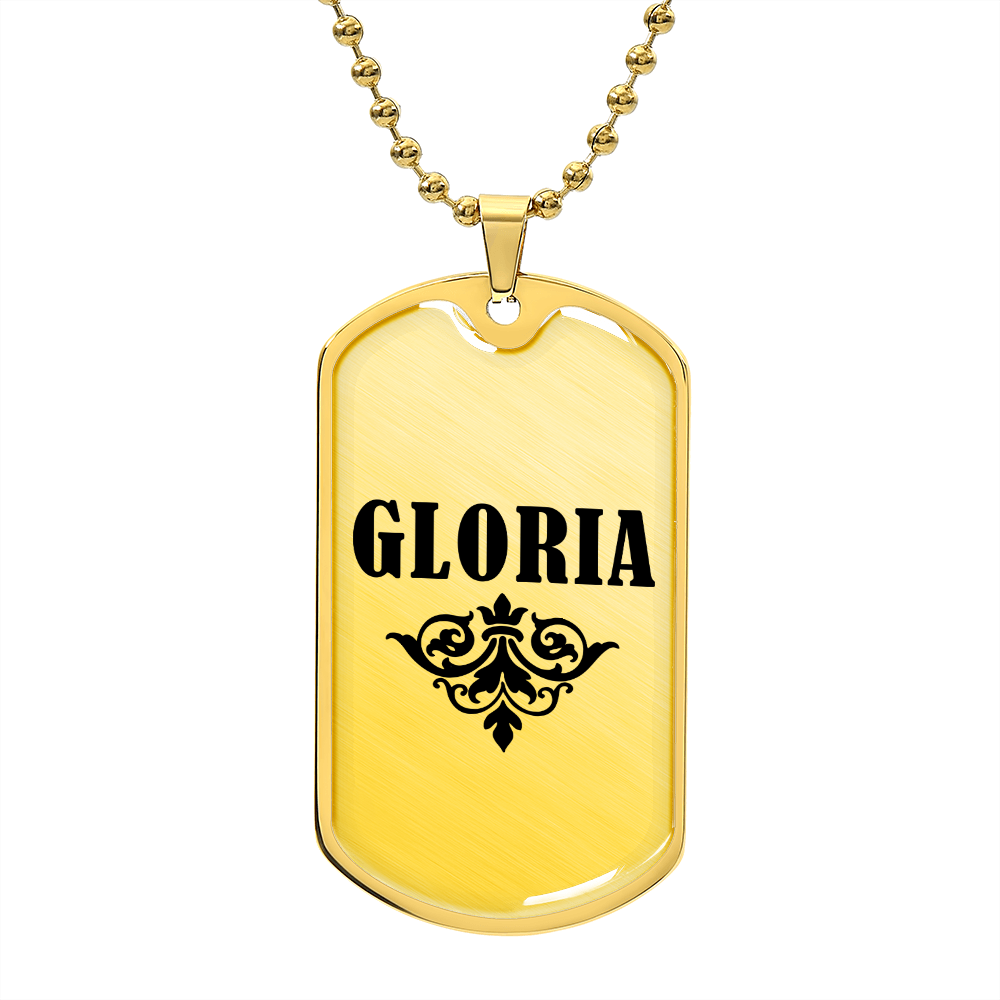 Gloria v01a - 18k Gold Finished Luxury Dog Tag Necklace