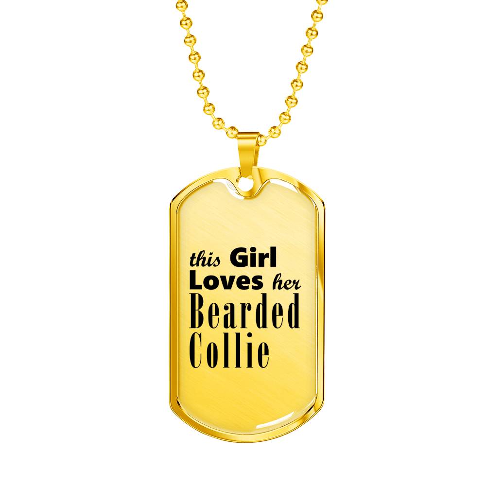Bearded Collie - 18k Gold Finished Luxury Dog Tag Necklace