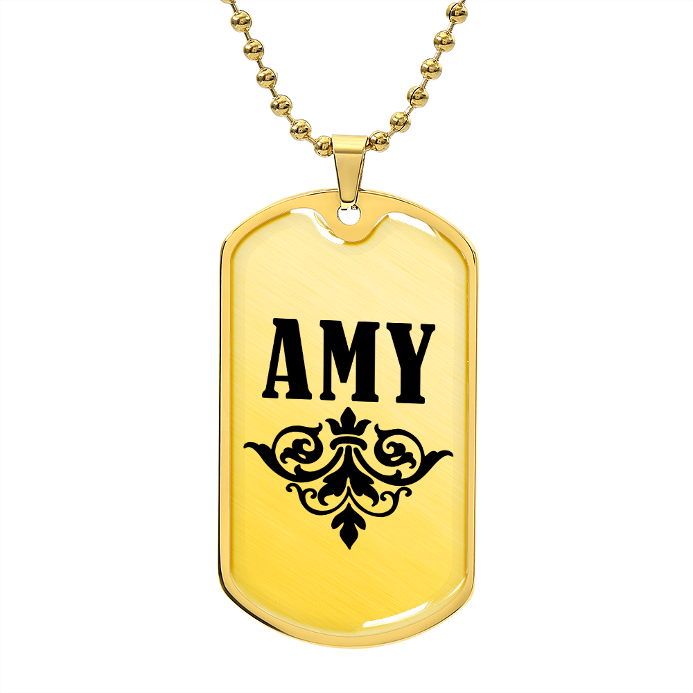 Amy v01a - 18k Gold Finished Luxury Dog Tag Necklace