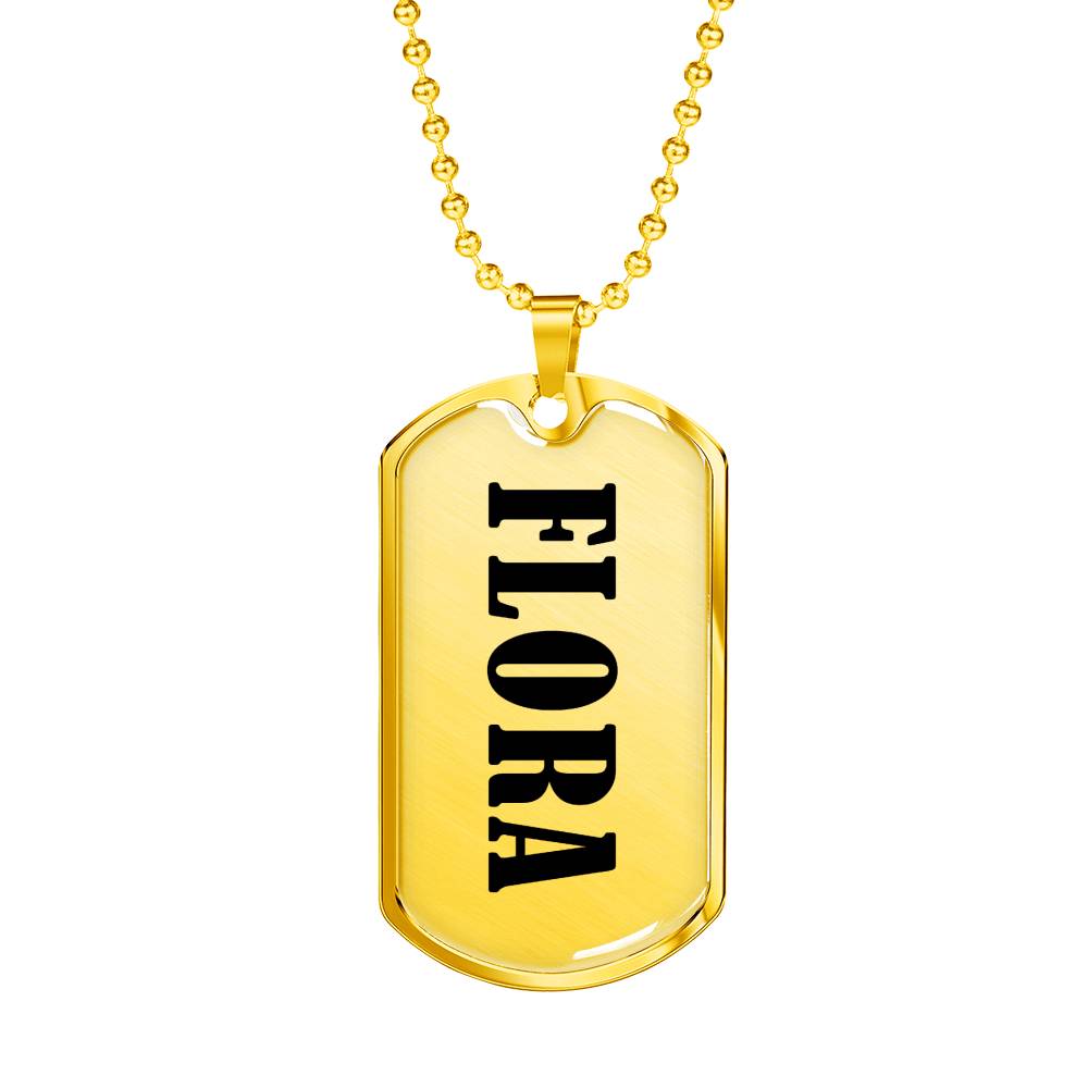 Flora v01 - 18k Gold Finished Luxury Dog Tag Necklace