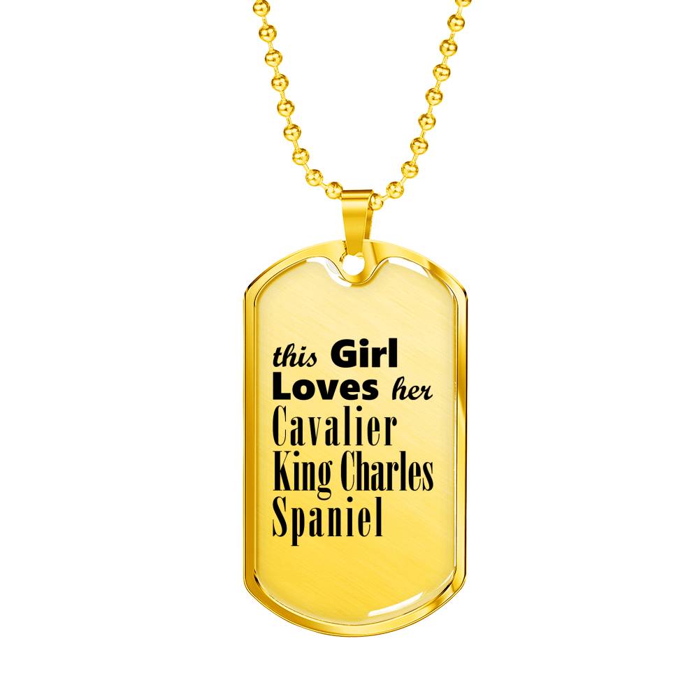Cavalier King Charles Spaniel - 18k Gold Finished Luxury Dog Tag Necklace