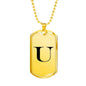 Initial U v1a - 18k Gold Finished Luxury Dog Tag Necklace