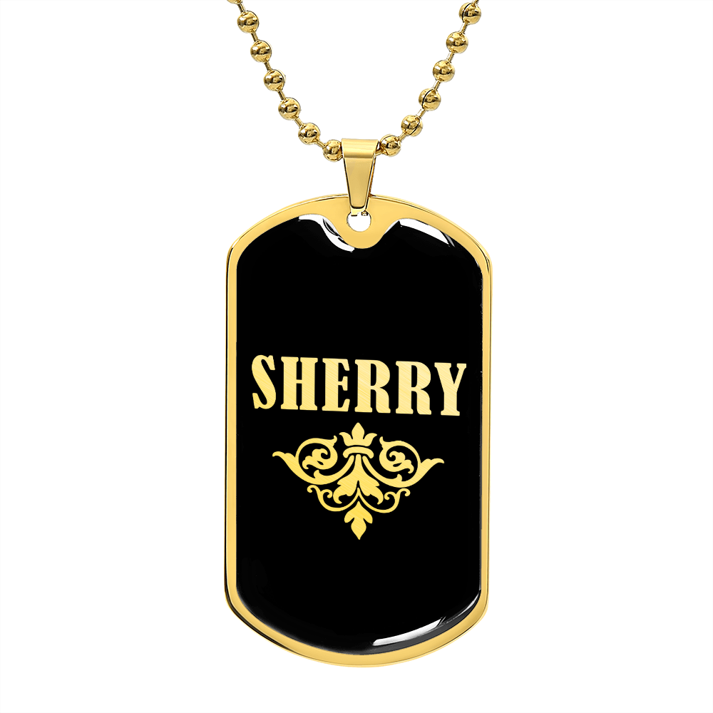 Sherry v02a - 18k Gold Finished Luxury Dog Tag Necklace