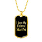 Love My Chinese Shar-Pei v2 - 18k Gold Finished Luxury Dog Tag Necklace