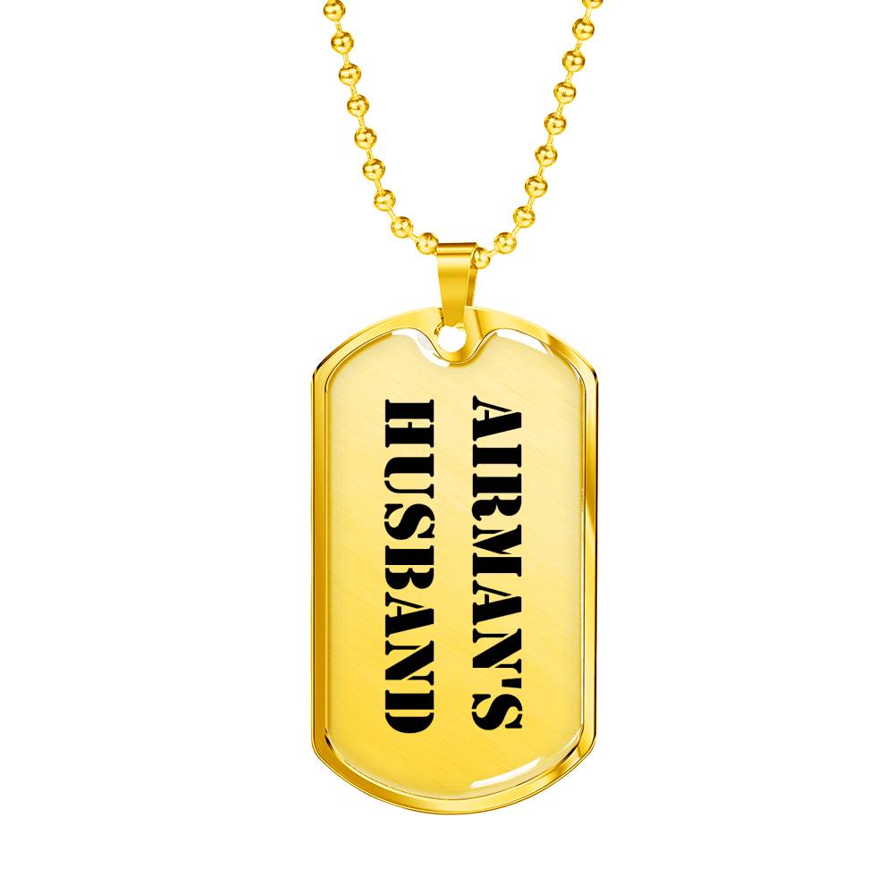 Airman's Husband - 18k Gold Finished Luxury Dog Tag Necklace