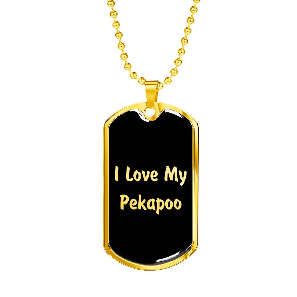 Love My Pekapoo v5 - 18k Gold Finished Luxury Dog Tag Necklace