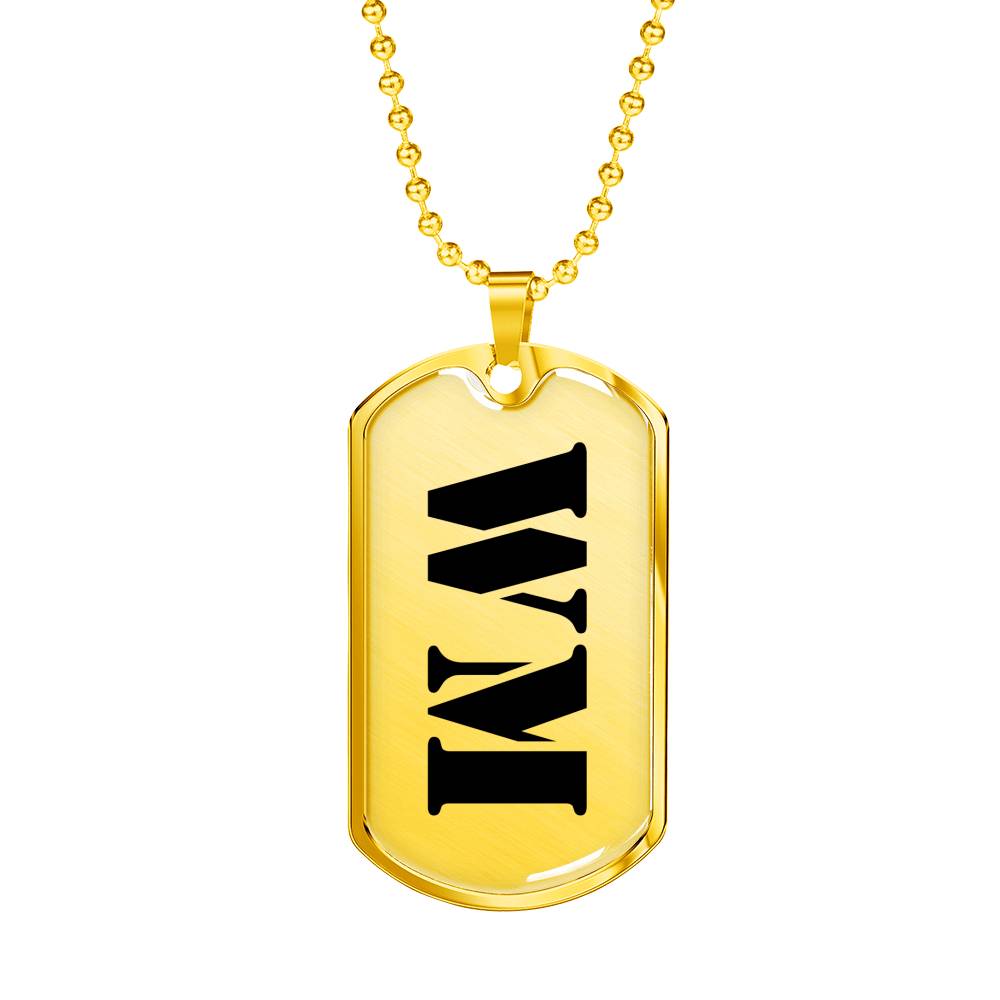 Wm - 18k Gold Finished Luxury Dog Tag Necklace