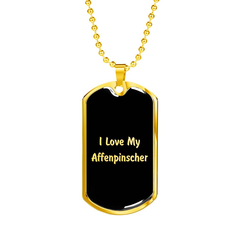 Love My Affenpinscher v5 - 18k Gold Finished Luxury Dog Tag Necklace