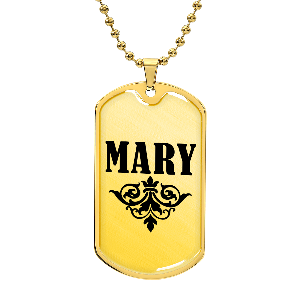 Mary v01a - 18k Gold Finished Luxury Dog Tag Necklace