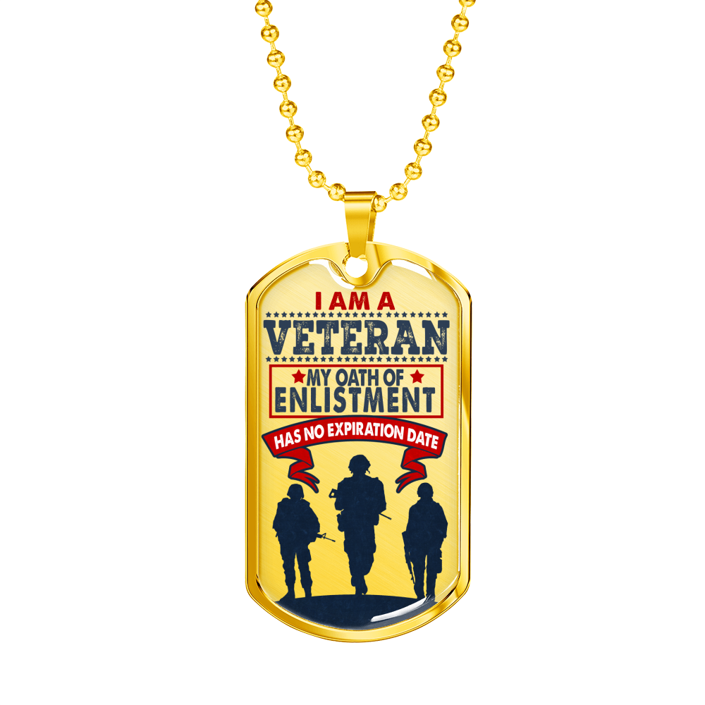 I Am A Veteran - 18k Gold Finished Luxury Dog Tag Necklace