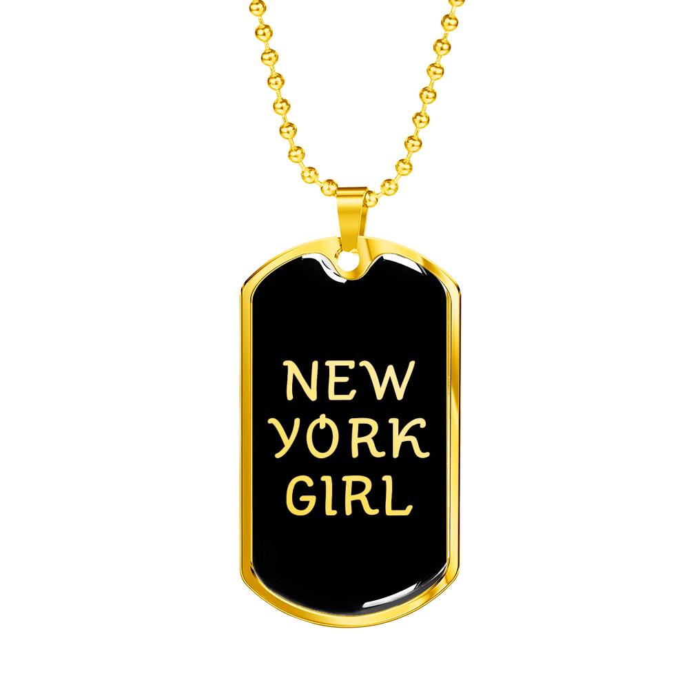 New York Girl v2 - 18k Gold Finished Luxury Dog Tag Necklace