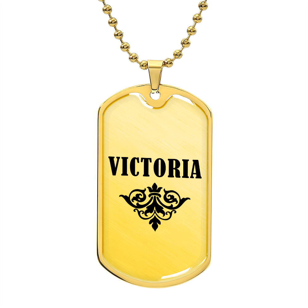 Victoria v01a - 18k Gold Finished Luxury Dog Tag Necklace