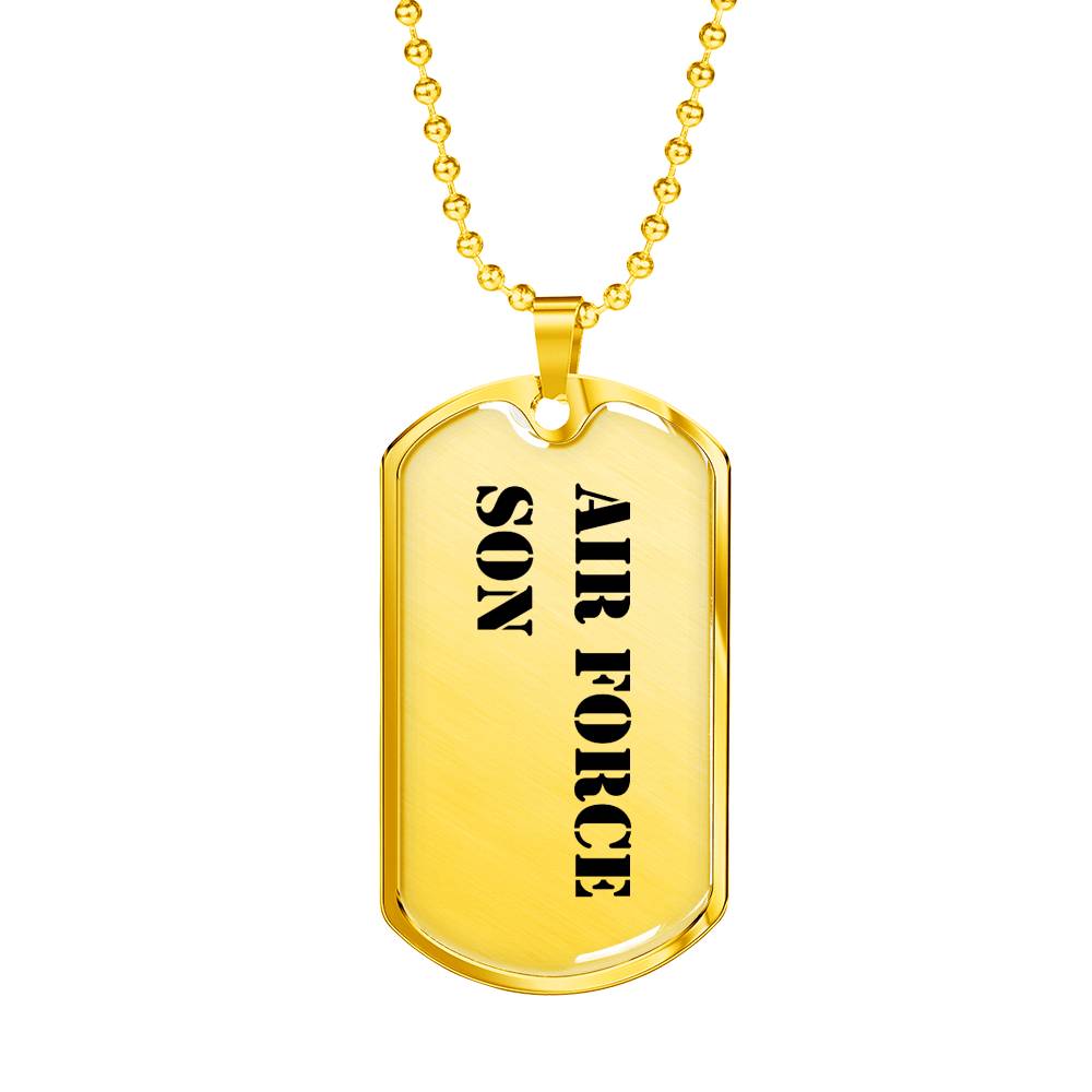 Air Force Son - 18k Gold Finished Luxury Dog Tag Necklace