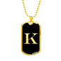 Initial K v2a - 18k Gold Finished Luxury Dog Tag Necklace
