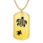 Mama Turtle With 1 Hatchling - 18k Gold Finished Luxury Dog Tag Necklace