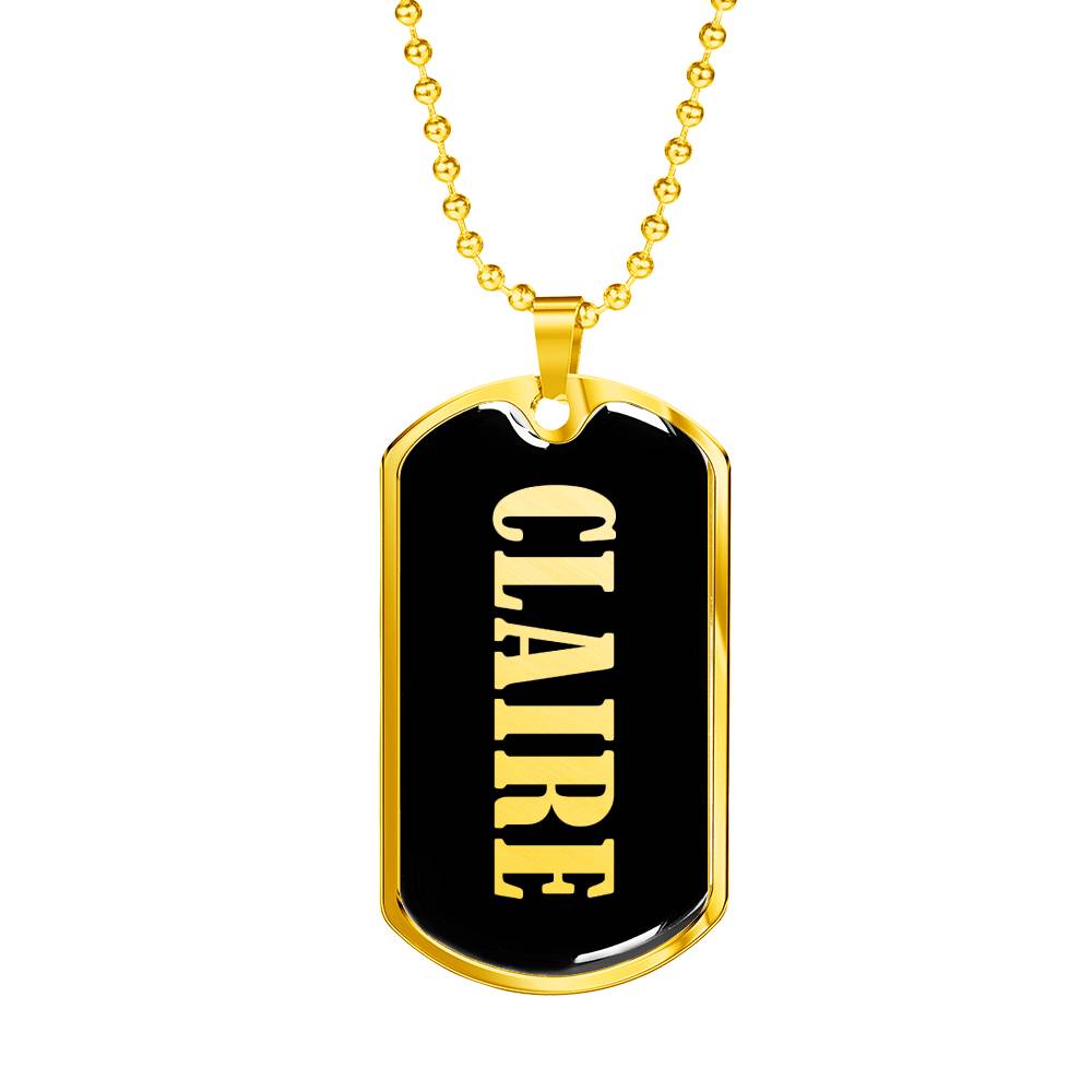 Claire v02 - 18k Gold Finished Luxury Dog Tag Necklace
