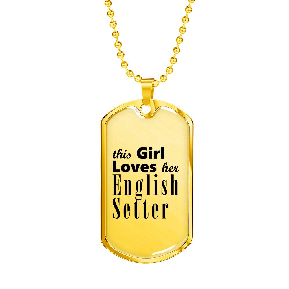 English Setter - 18k Gold Finished Luxury Dog Tag Necklace