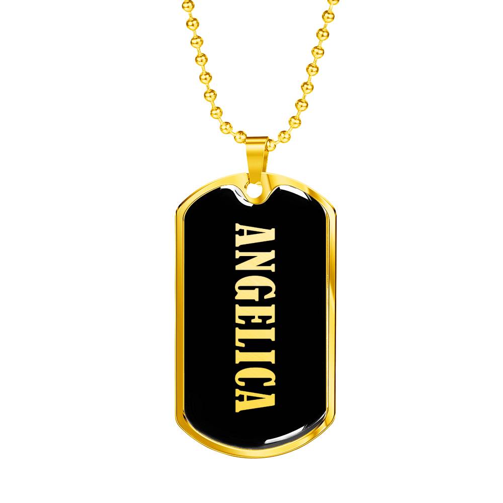 Angelica v02 - 18k Gold Finished Luxury Dog Tag Necklace