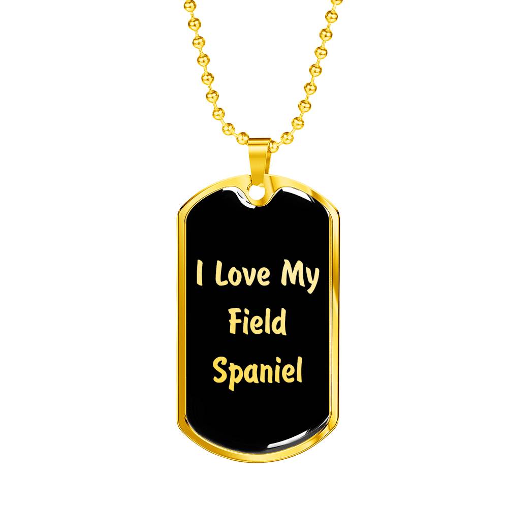 Love My Field Spaniel v5 - 18k Gold Finished Luxury Dog Tag Necklace