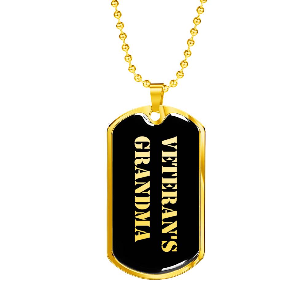 Veteran's Grandma v2 - 18k Gold Finished Luxury Dog Tag Necklace