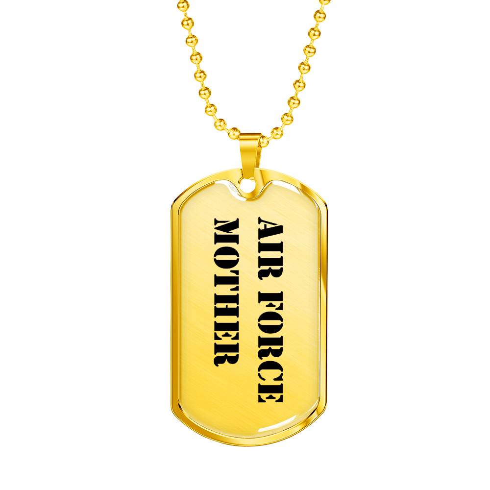 Air Force Mother - 18k Gold Finished Luxury Dog Tag Necklace