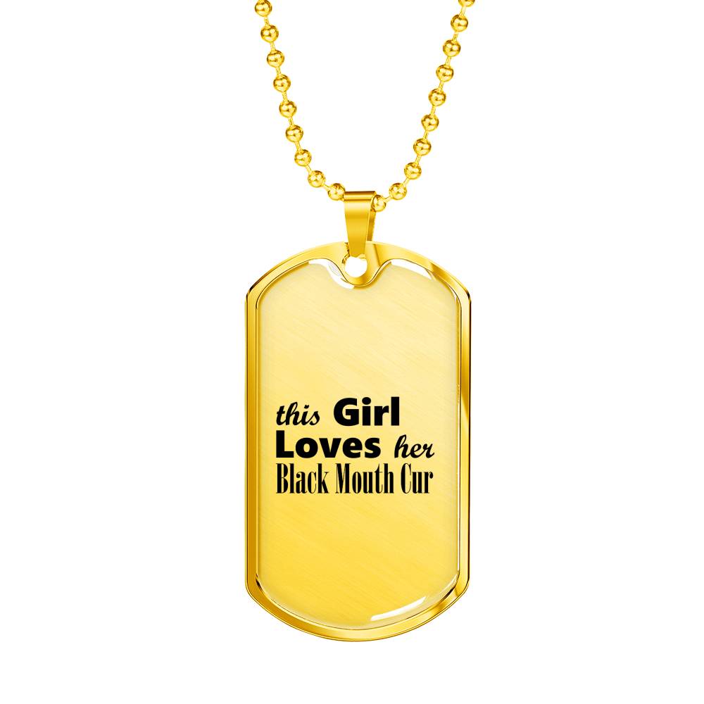 Black Mouth Cur - 18k Gold Finished Luxury Dog Tag Necklace