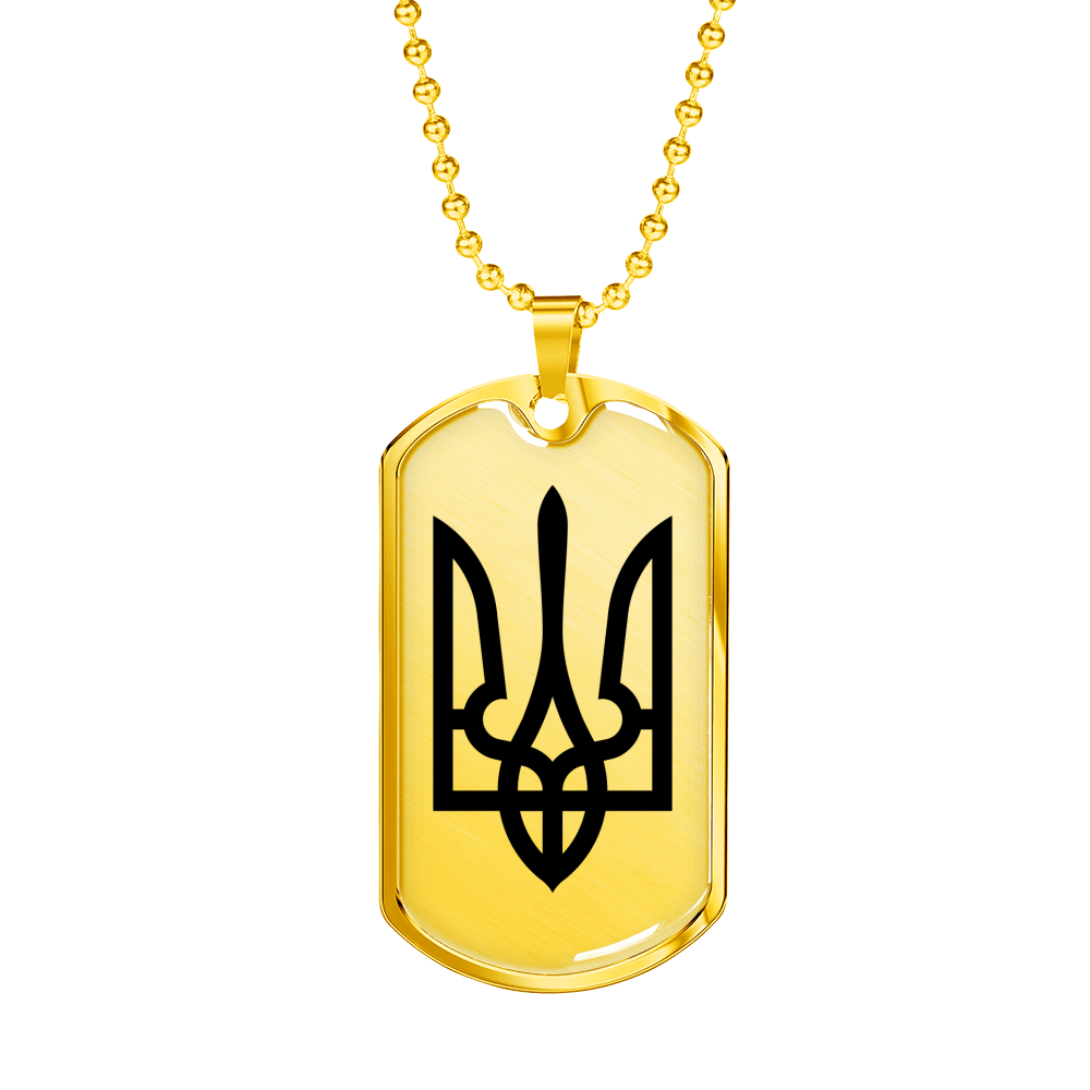 Tryzub (Black) - 18k Gold Finished Luxury Dog Tag Necklace