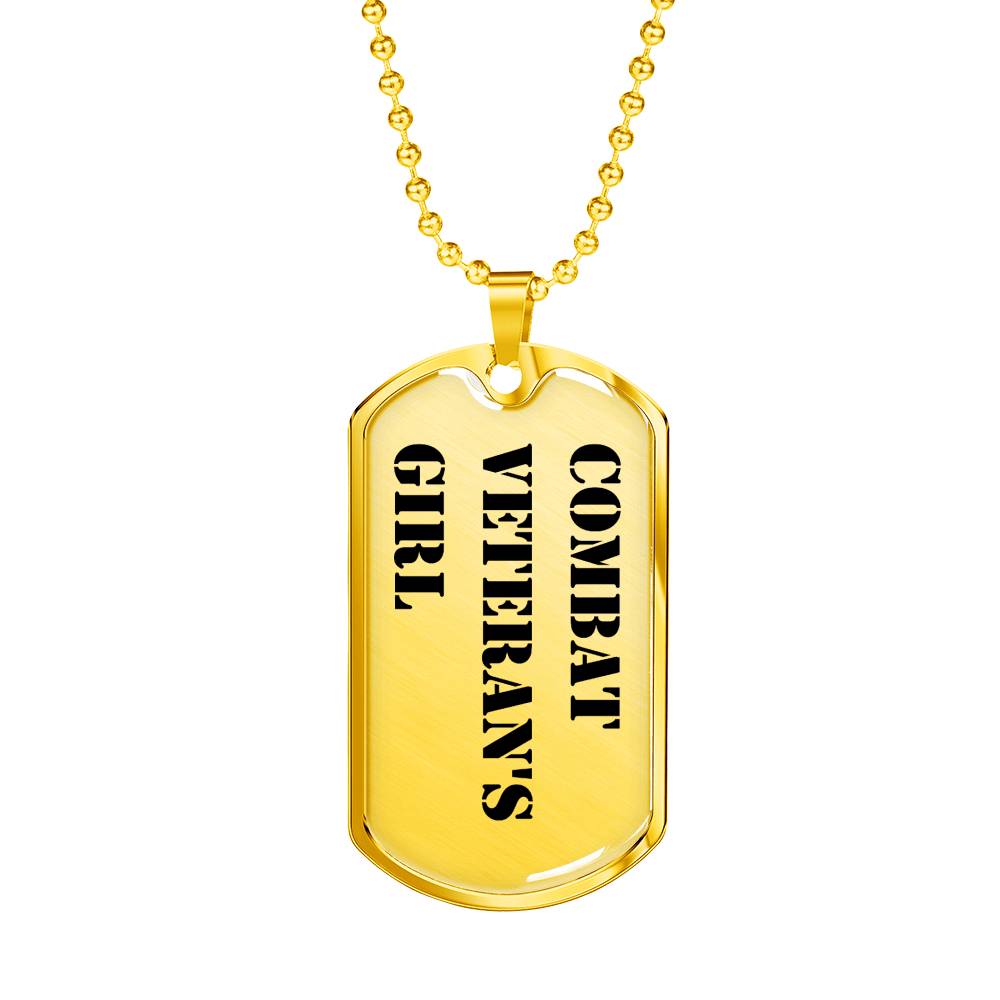 Combat Veteran's Girl - 18k Gold Finished Luxury Dog Tag Necklace
