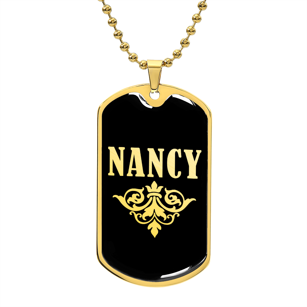 Nancy v02a - 18k Gold Finished Luxury Dog Tag Necklace