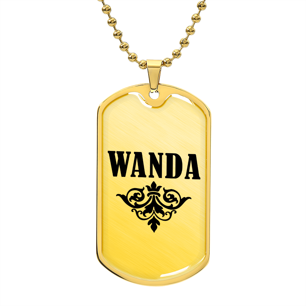 Wanda v01a - 18k Gold Finished Luxury Dog Tag Necklace