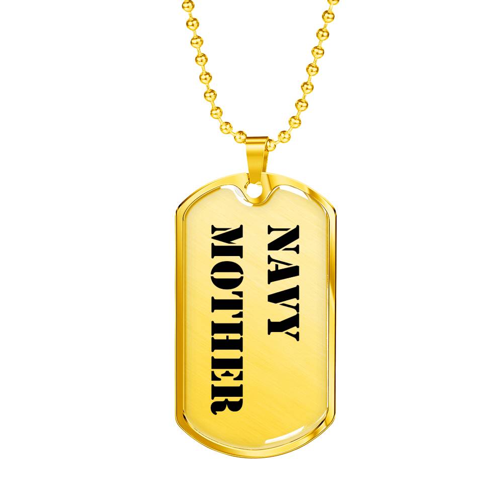 Navy Mother - 18k Gold Finished Luxury Dog Tag Necklace