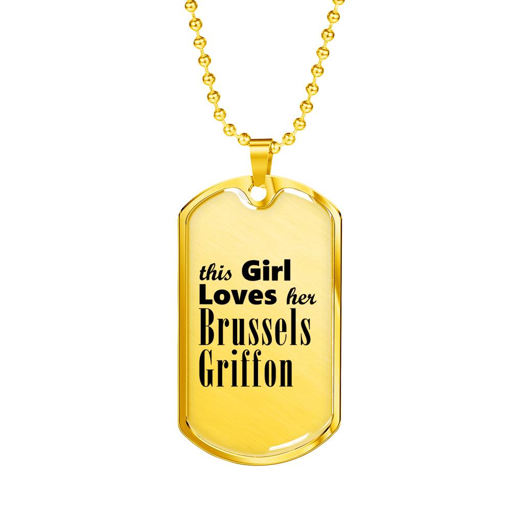Brussels Griffon - 18k Gold Finished Luxury Dog Tag Necklace