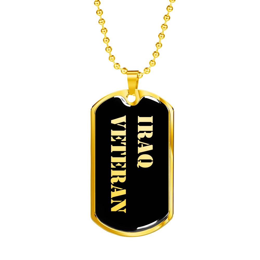 Iraq Veteran v2 - 18k Gold Finished Luxury Dog Tag Necklace