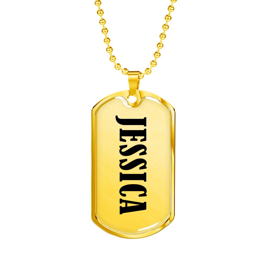 Jessica v01 - 18k Gold Finished Luxury Dog Tag Necklace