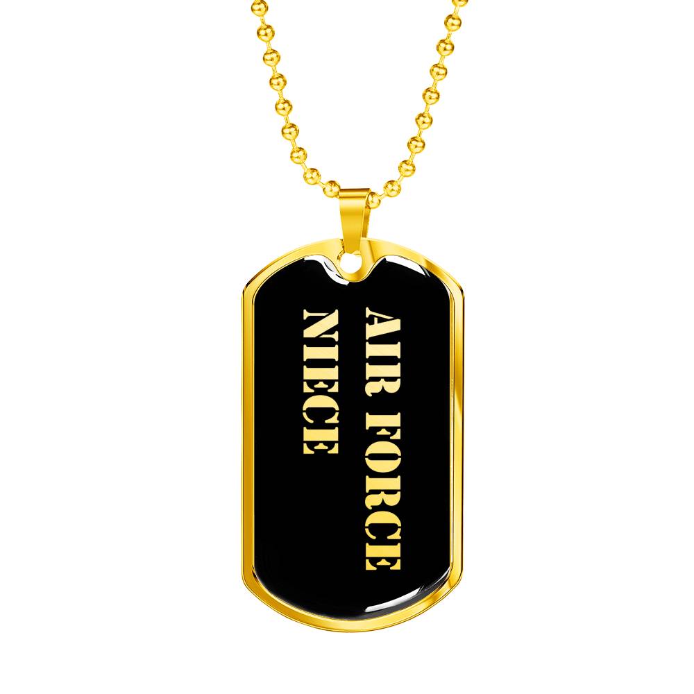 Air Force Niece v2 - 18k Gold Finished Luxury Dog Tag Necklace