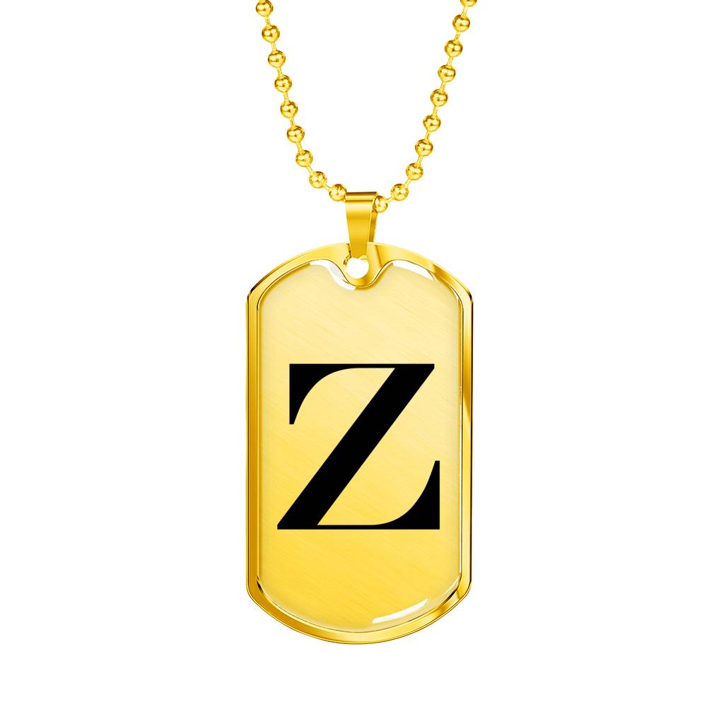 Initial Z v1a - 18k Gold Finished Luxury Dog Tag Necklace