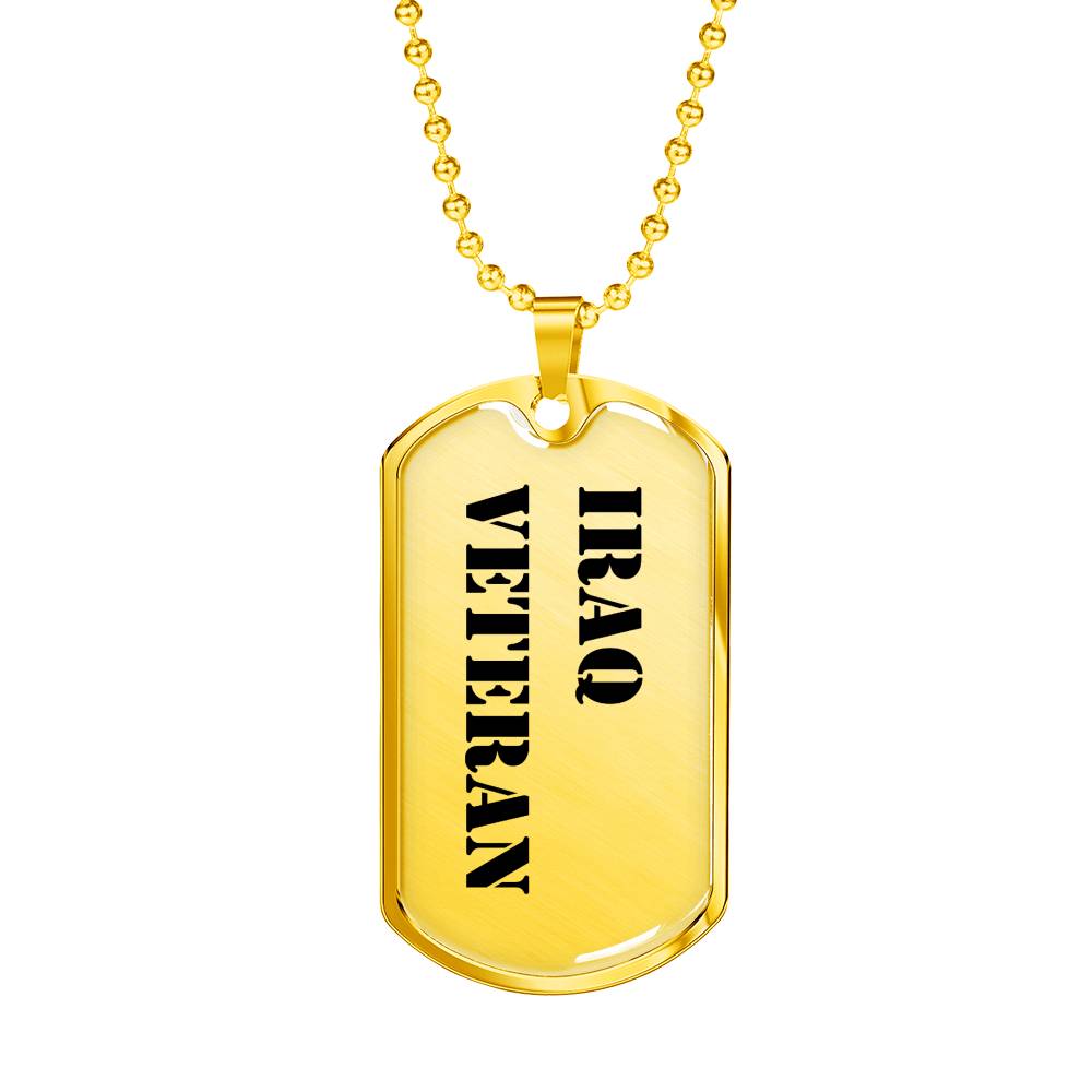 Iraq Veteran - 18k Gold Finished Luxury Dog Tag Necklace