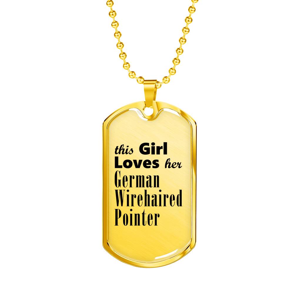 German Wirehaired Pointer - 18k Gold Finished Luxury Dog Tag Necklace