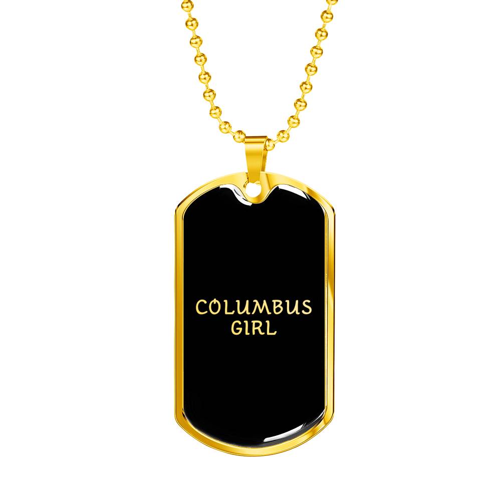 Columbus Girl v2 - 18k Gold Finished Luxury Dog Tag Necklace