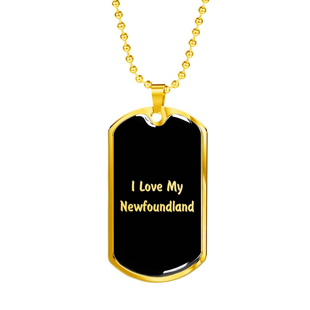 Love My Newfoundland v5 - 18k Gold Finished Luxury Dog Tag Necklace