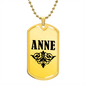 Anne v01a - 18k Gold Finished Luxury Dog Tag Necklace