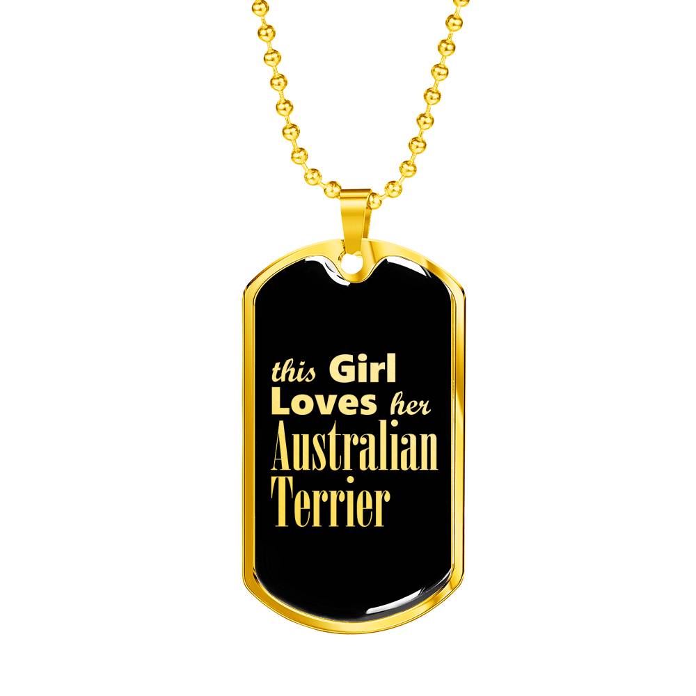 Australian Terrier v2 - 18k Gold Finished Luxury Dog Tag Necklace