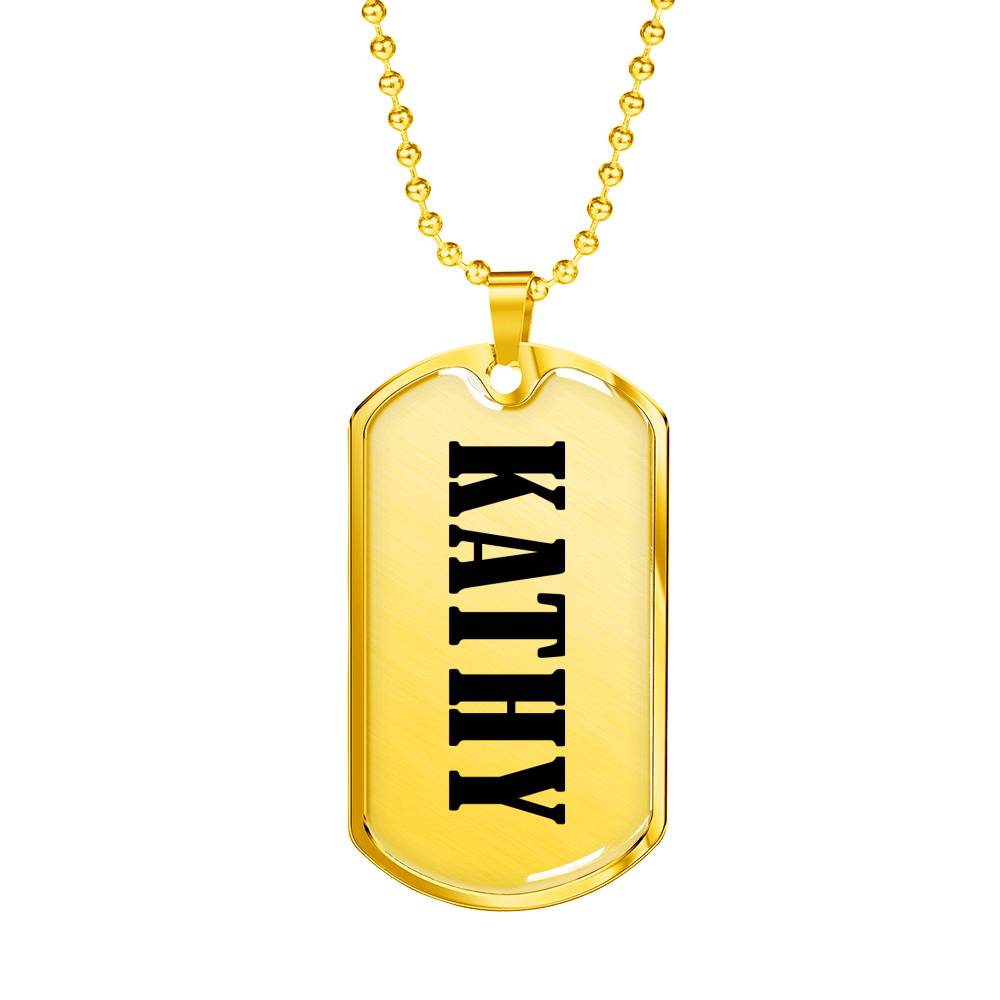 Kathy v01 - 18k Gold Finished Luxury Dog Tag Necklace