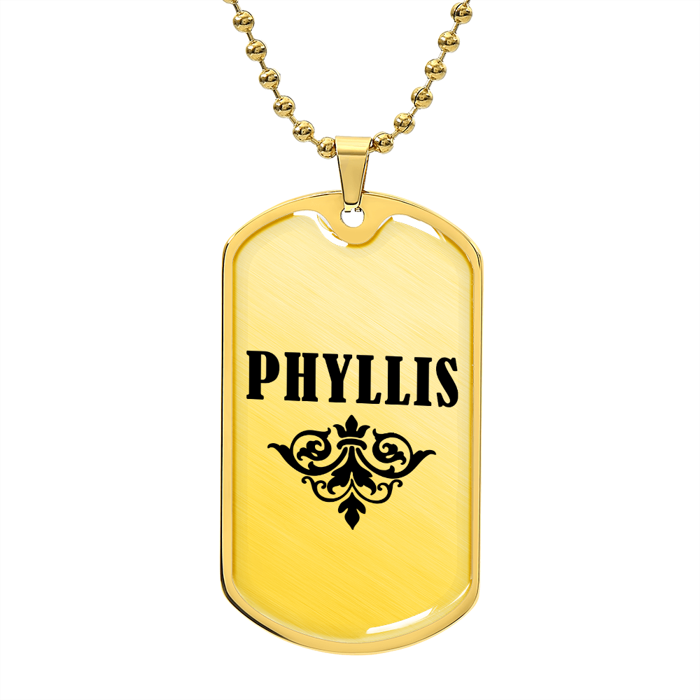 Phyllis v01a - 18k Gold Finished Luxury Dog Tag Necklace
