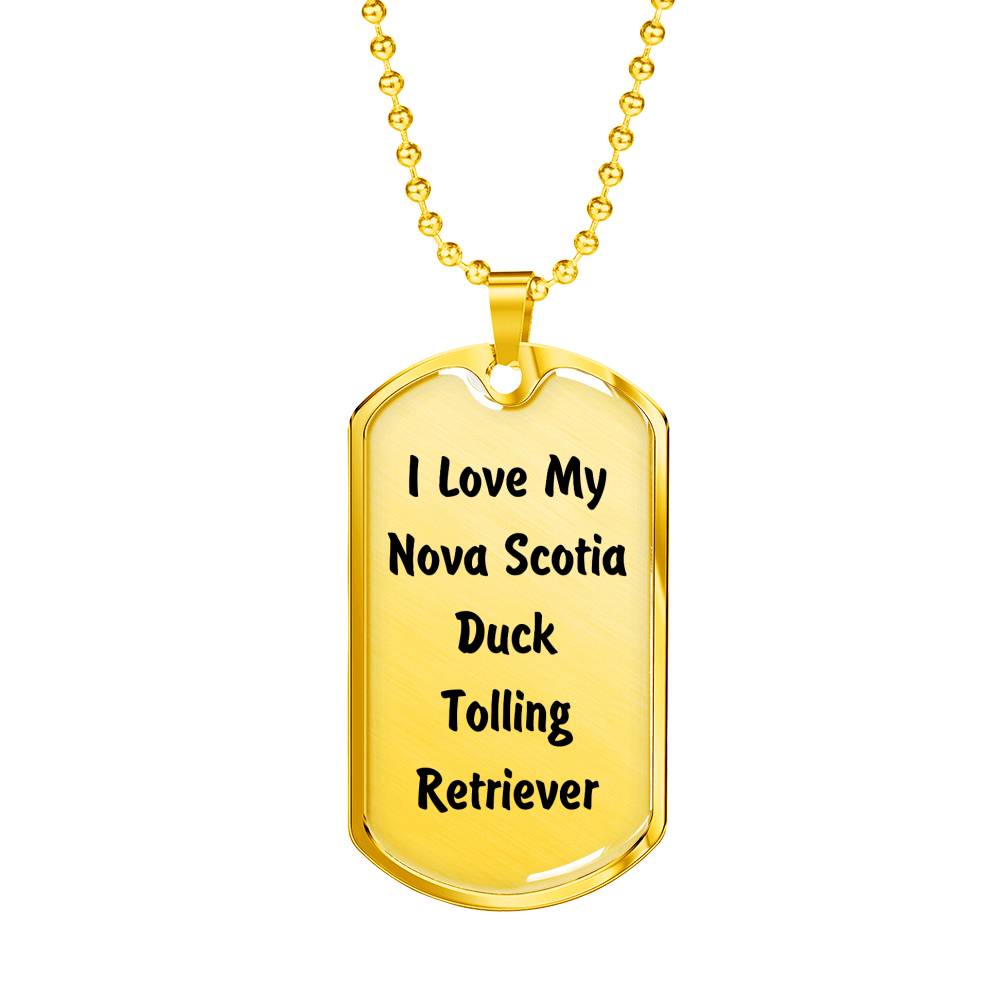 Love My Nova Scotia Duck Tolling Retriever v4 - 18k Gold Finished Luxury Dog Tag Necklace