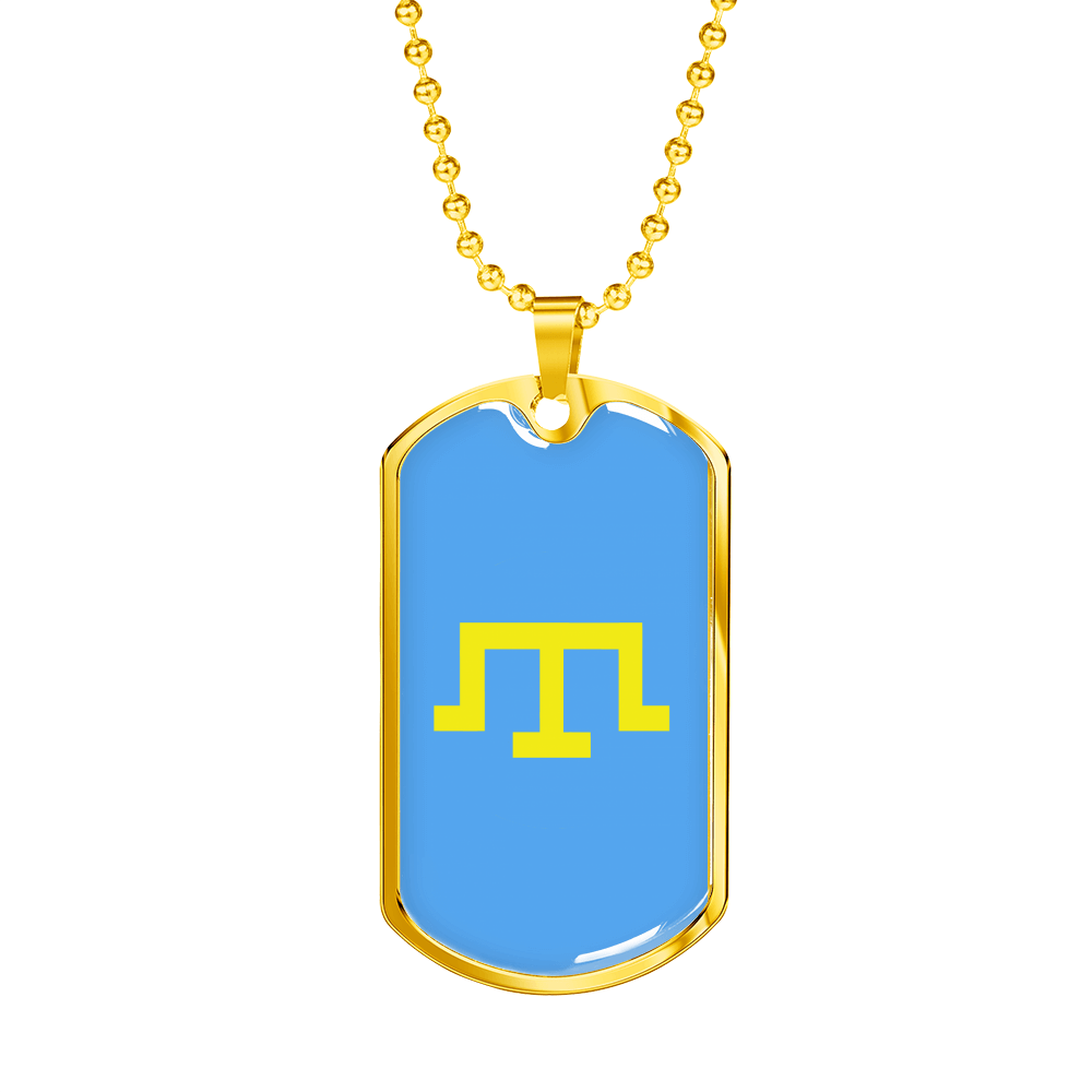 Tamga of Crimean Tatar Giray Dynasty - 18k Gold Finished Luxury Dog Tag Necklace