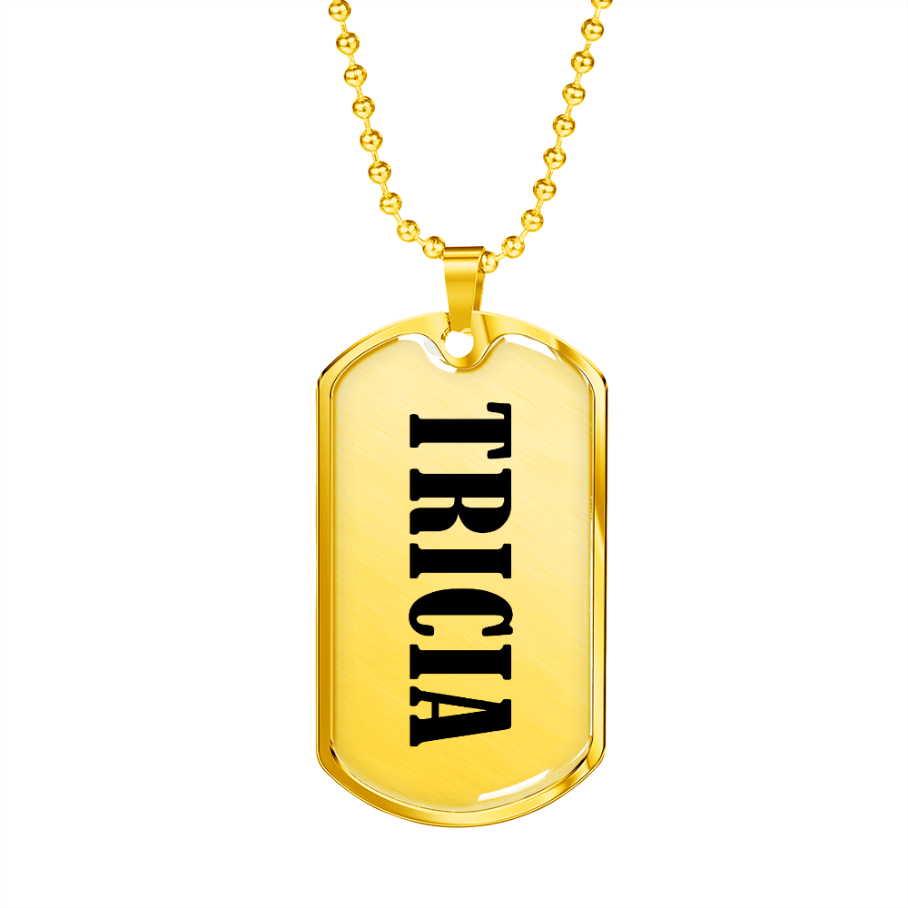 Tricia v01 - 18k Gold Finished Luxury Dog Tag Necklace