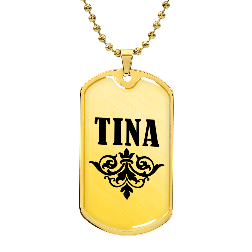 Tina v01a - 18k Gold Finished Luxury Dog Tag Necklace
